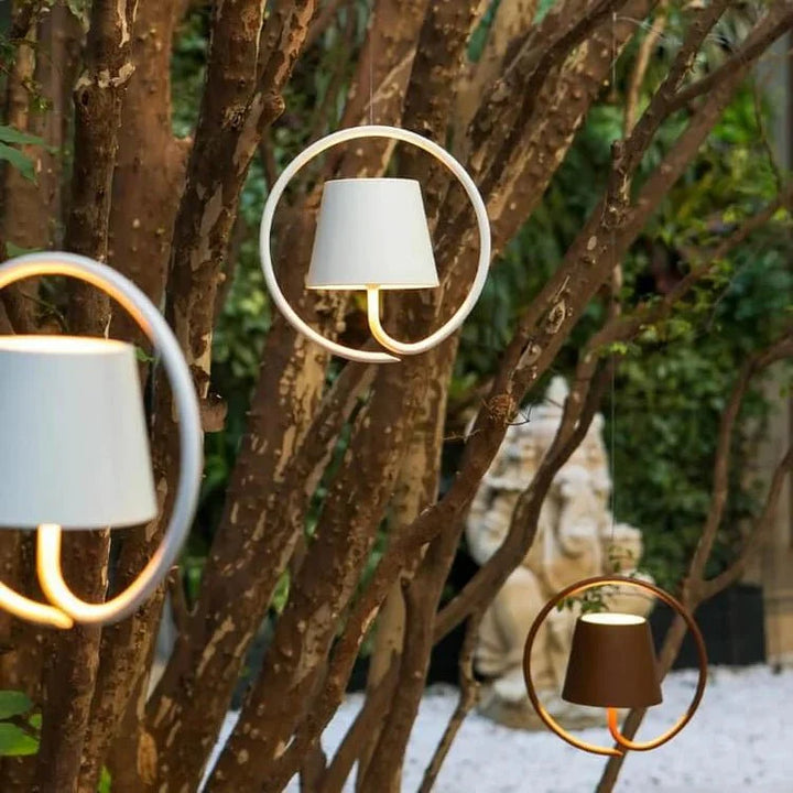 Rechargeable LED pendant light with ring structure for indoor &amp; outdoor use