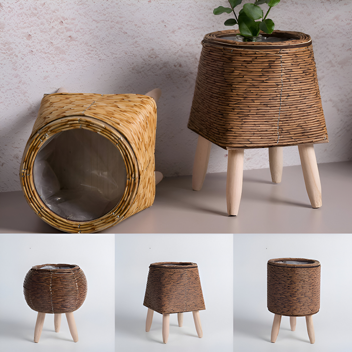 Künstlicher Korb Pflanzer Rustikaler Rattan Blumentopf