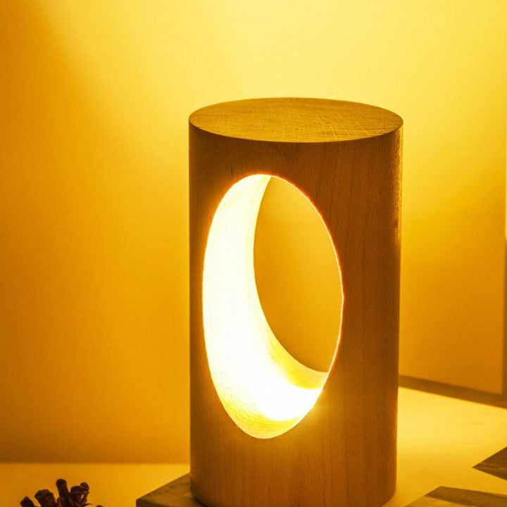 LED reading lamp – table lamp made of real wood with glass design for living room &amp; bedroom