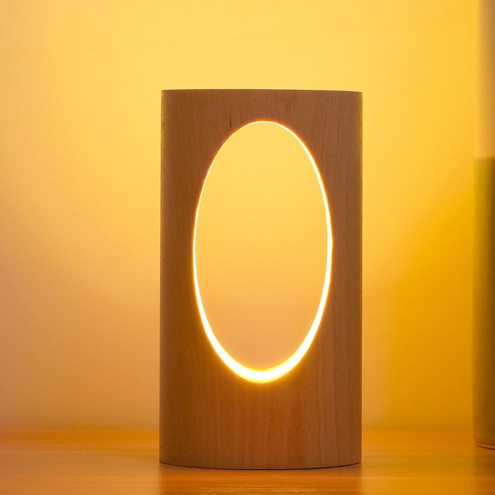 LED reading lamp – table lamp made of real wood with glass design for living room &amp; bedroom