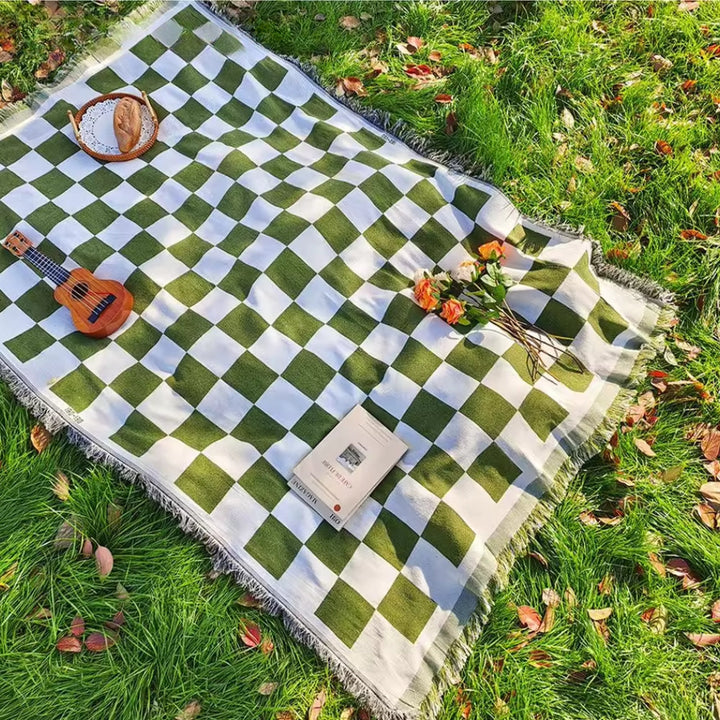 Picknickdecke aus weichem Mikrofaser mit kariertem Design