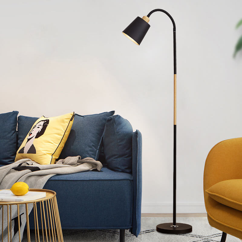 Minimalist floor lamp with iron base