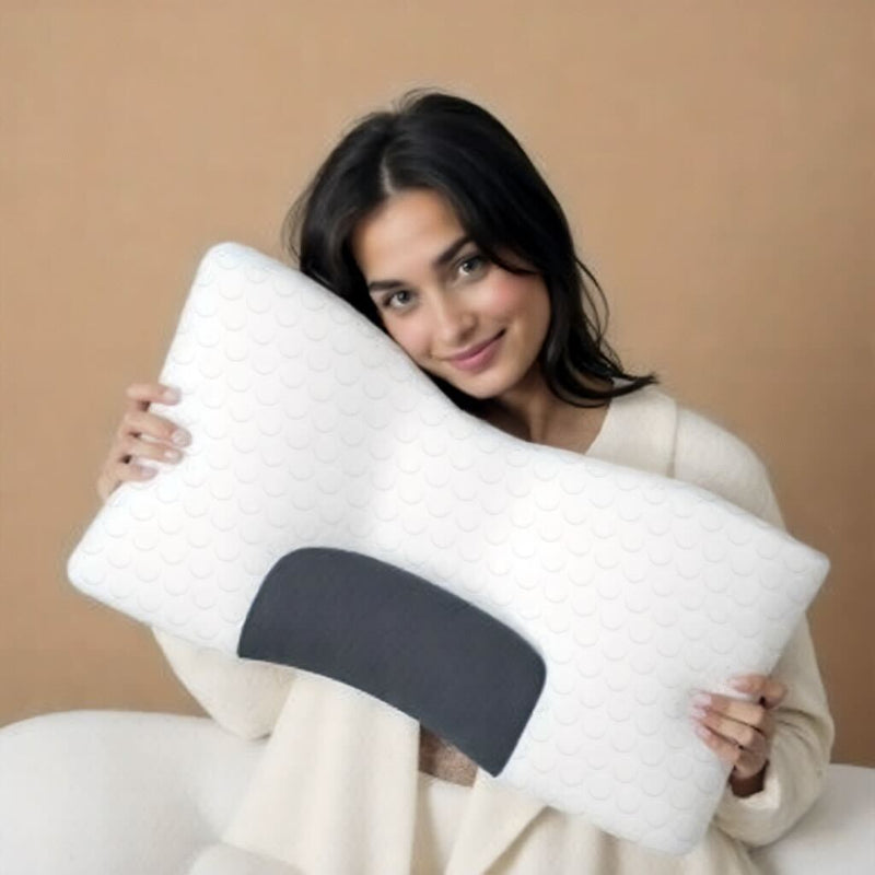 Sleeping pillow with a relaxing design and gentle neck support