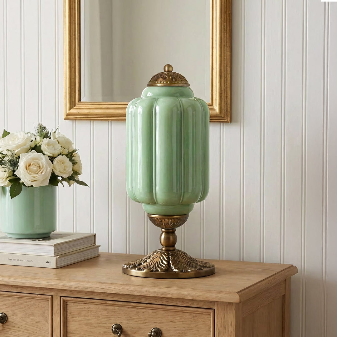 Table Lamp Glass Textured Cream Retro Design