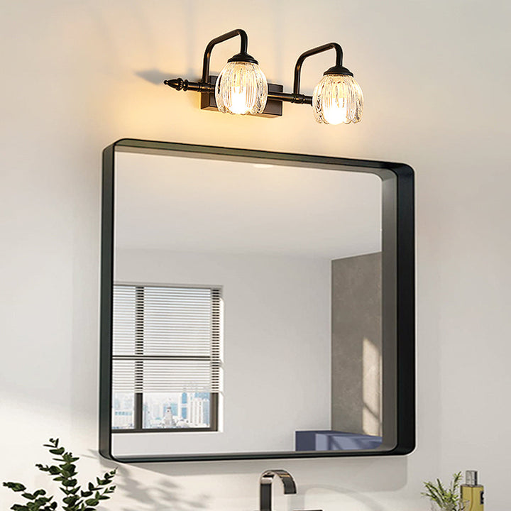 Modern wall light with black glass for bathroom
