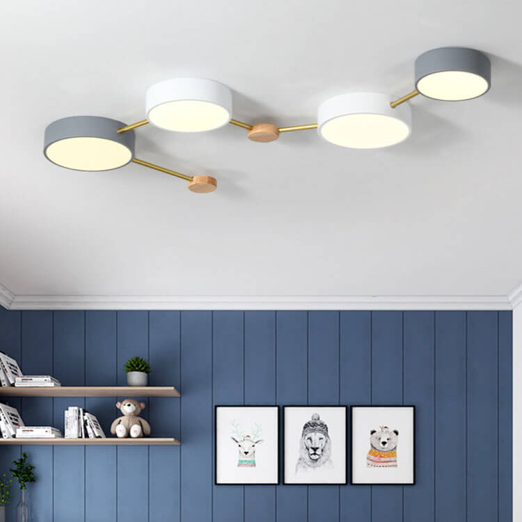 Scandinavian LED ceiling light made of wood and metal