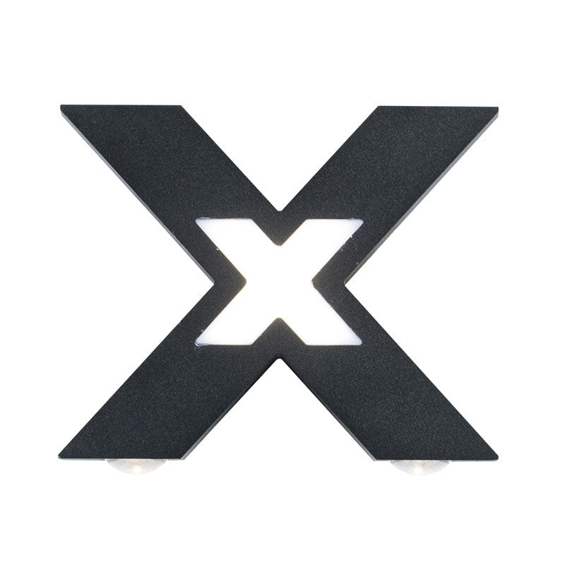 Modern waterproof LED outdoor spotlight in X-design for facade lighting