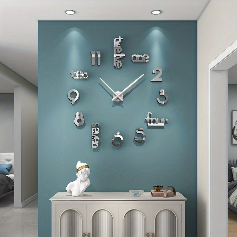 Modern 3D frameless wall clock for living room