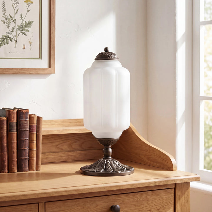 Table Lamp Glass Textured Cream Retro Design