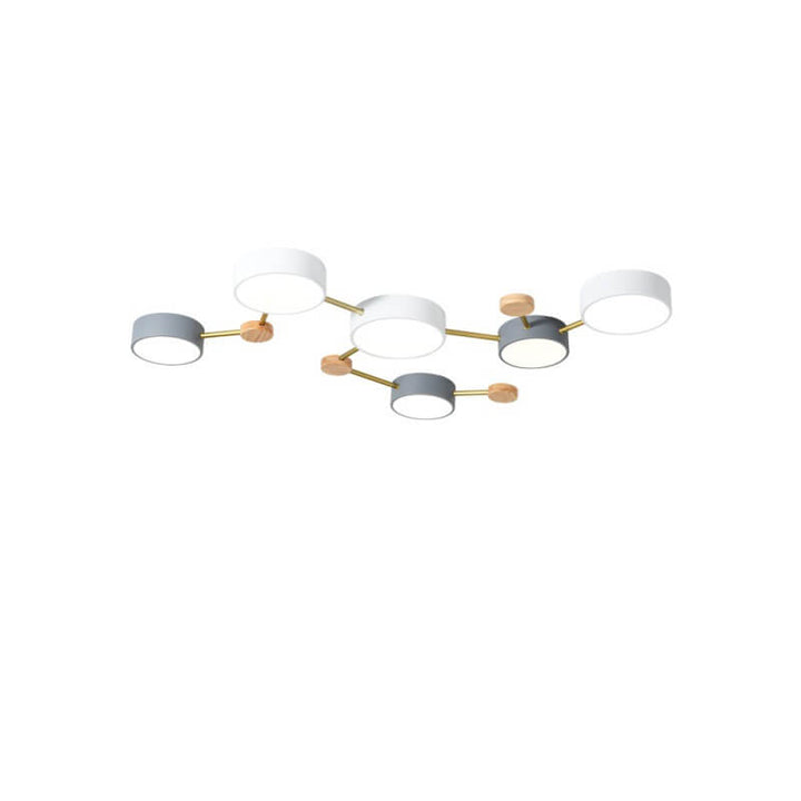 Scandinavian LED ceiling light made of wood and metal