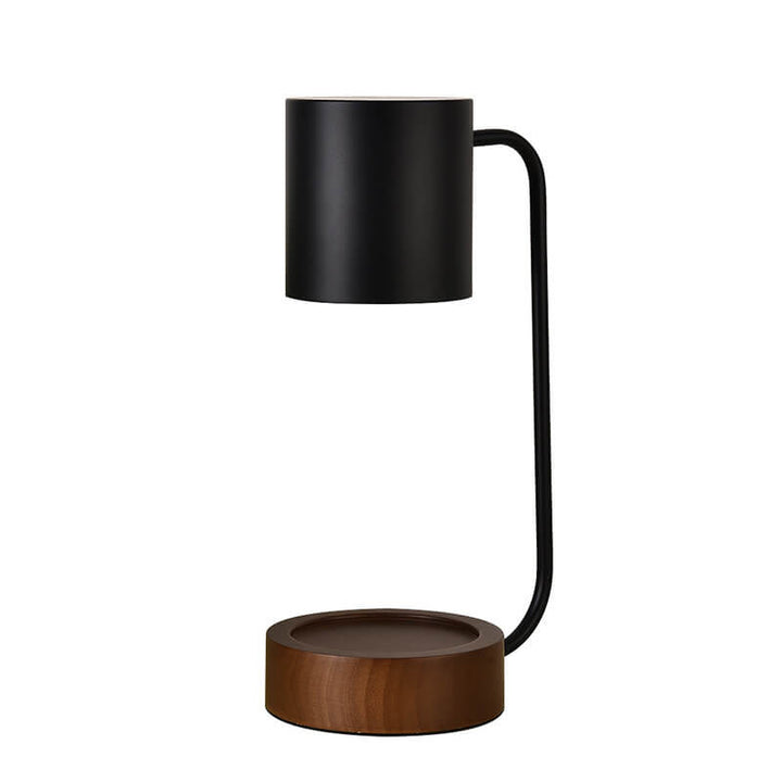 Japanese table lamp made of wood and metal in a minimalist design