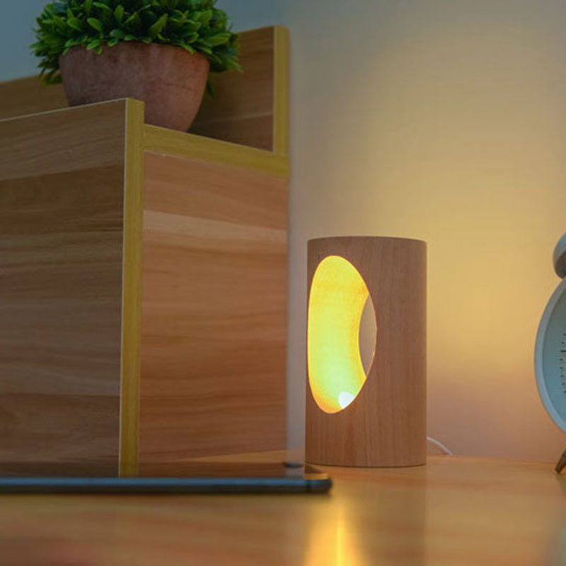 LED reading lamp – table lamp made of real wood with glass design for living room &amp; bedroom