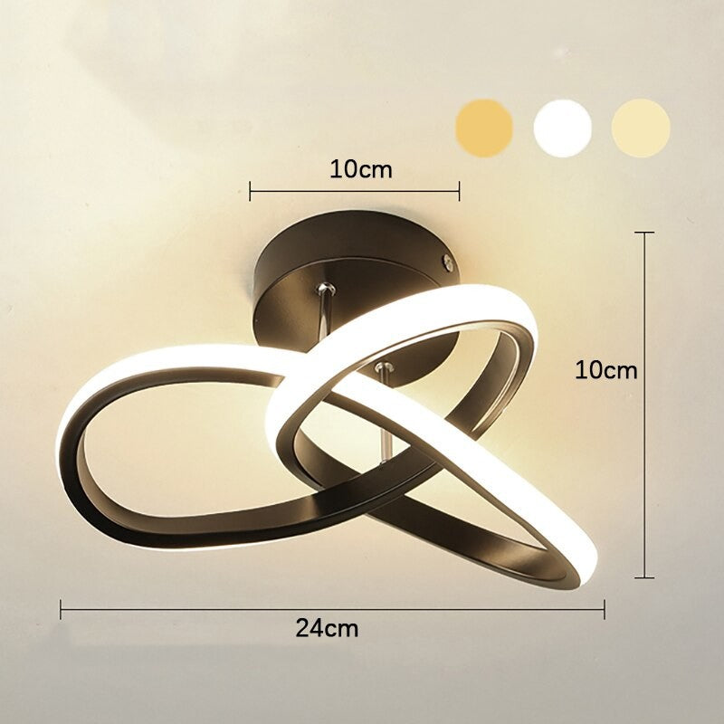 Modern LED ceiling light with three rings in a sculptural design