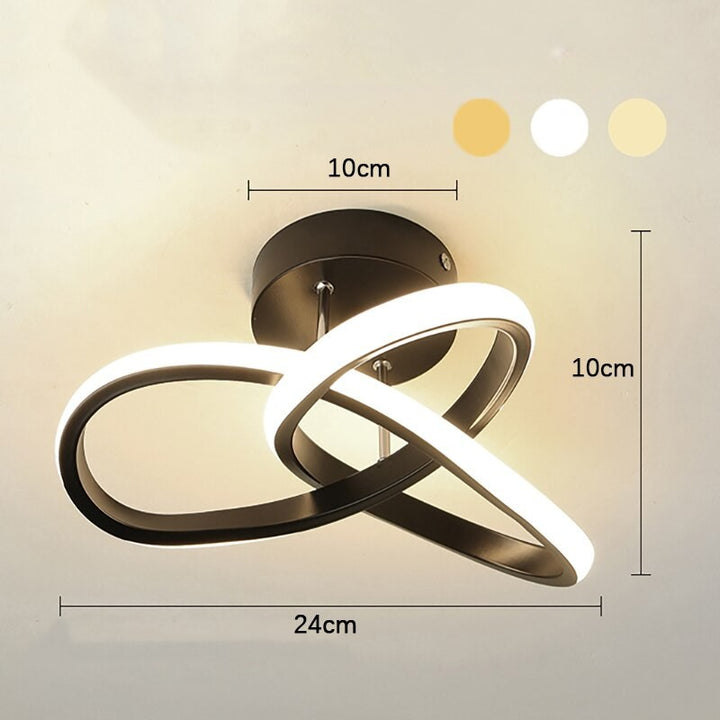 Modern LED ceiling light with three rings in a sculptural design