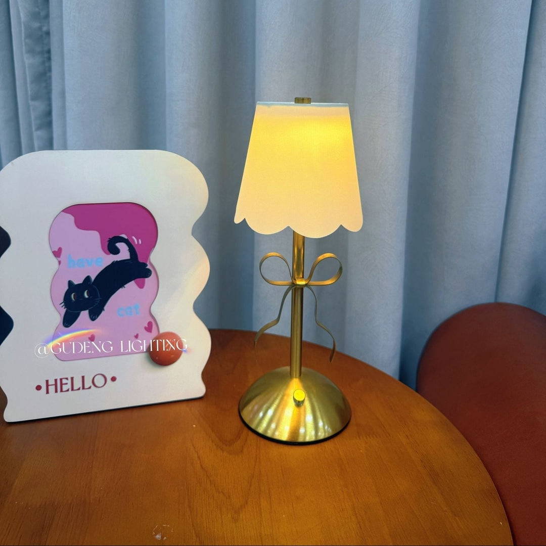 Table Lamp Fabric Vintage Bow Detail Warm Light