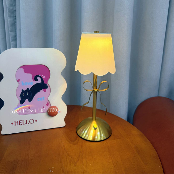 Table Lamp Fabric Vintage Bow Detail Warm Light