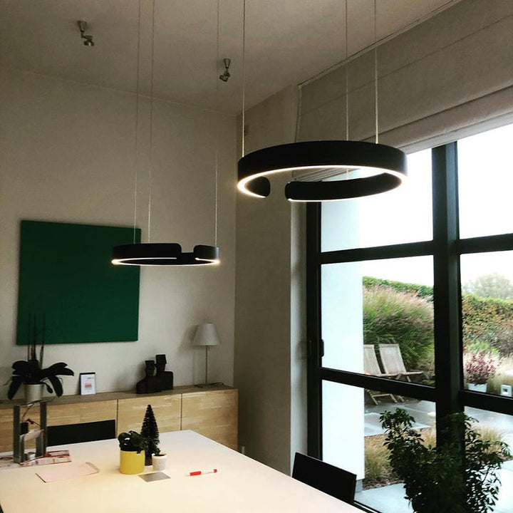 Modern LED pendant light in ring shape with ceiling mounting