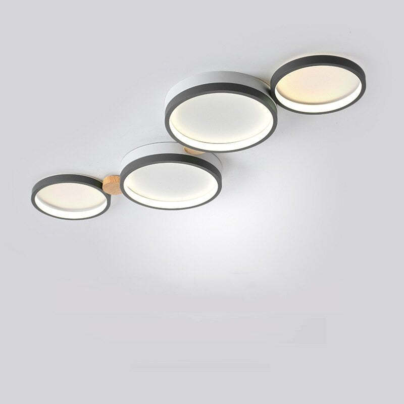 Modern LED ceiling light with grey metal rings 