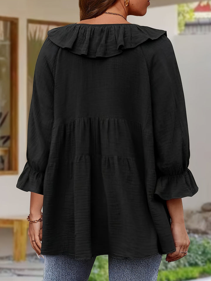 Elegant Ruffled Neckline Blouse for Women