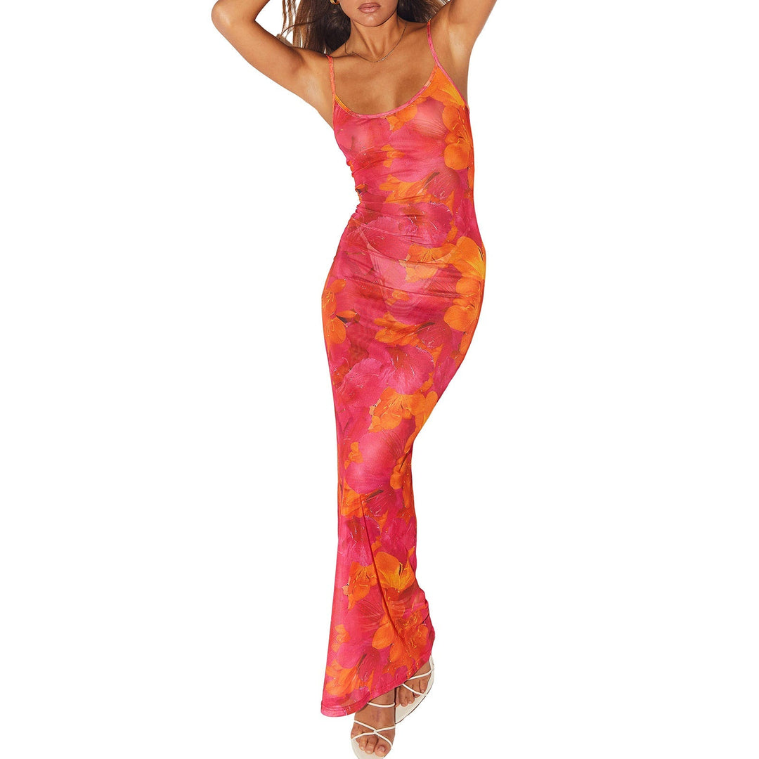 Women's Floral Maxi Dress Summer Sleeveless Beach Dress