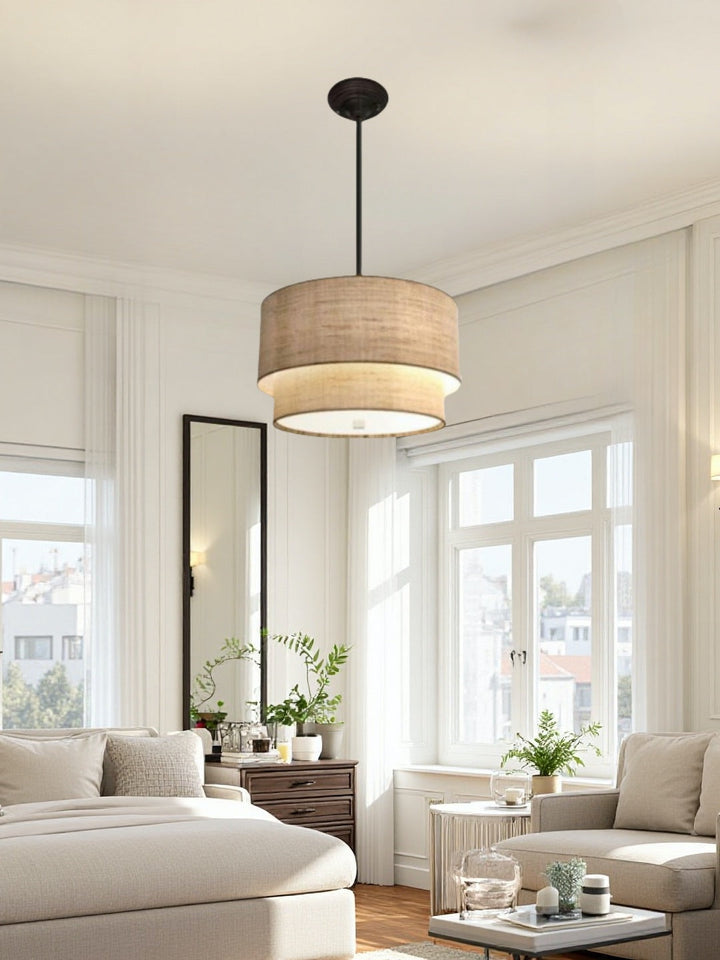 Doppellagige Stoff-Pendelleuchte – Elegantes Design mit Warmer Ausstrahlung