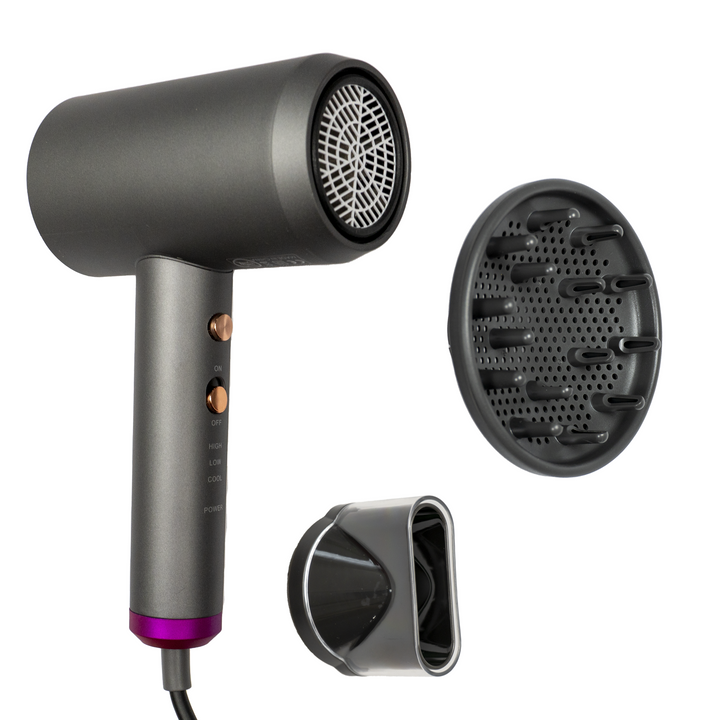 Compact hairdryer for women – hairdryer with diffuser &amp; styling nozzles