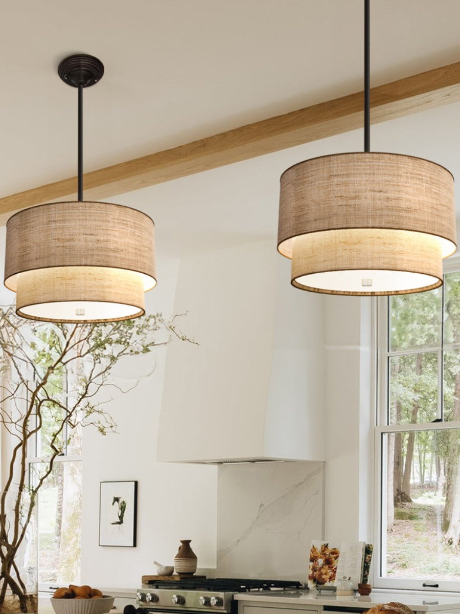 Doppellagige Stoff-Pendelleuchte – Elegantes Design mit Warmer Ausstrahlung