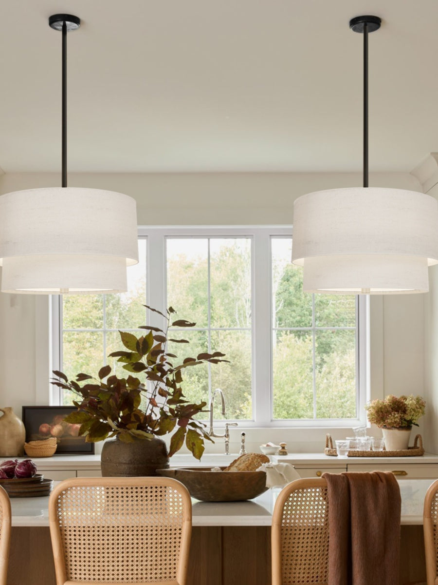 Doppellagige Stoff-Pendelleuchte – Elegantes Design mit Warmer Ausstrahlung