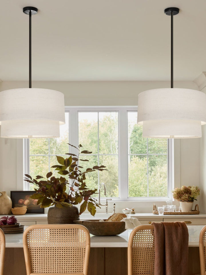 Doppellagige Stoff-Pendelleuchte – Elegantes Design mit Warmer Ausstrahlung