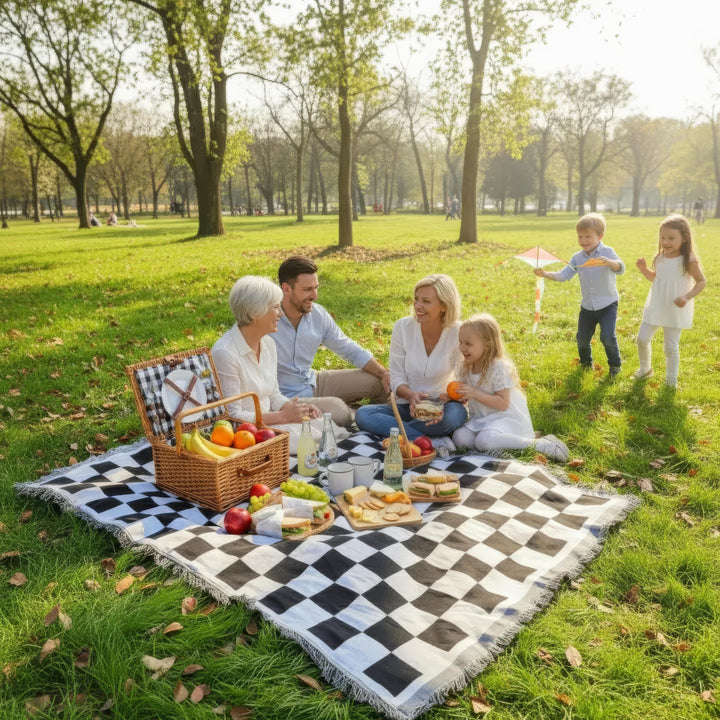 Picknickdecke aus weichem Mikrofaser mit kariertem Design