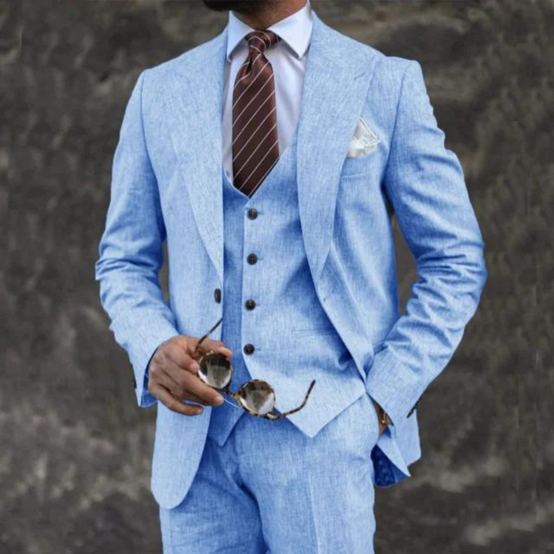 Men's Suit Set Three-Piece Lightweight with Tailored Fit