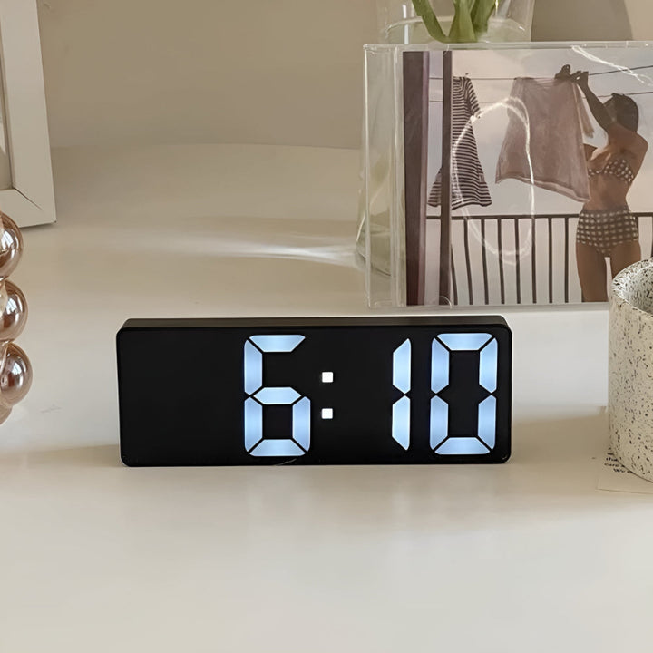Digital LED mirror clock – alarm clock with temperature and date display