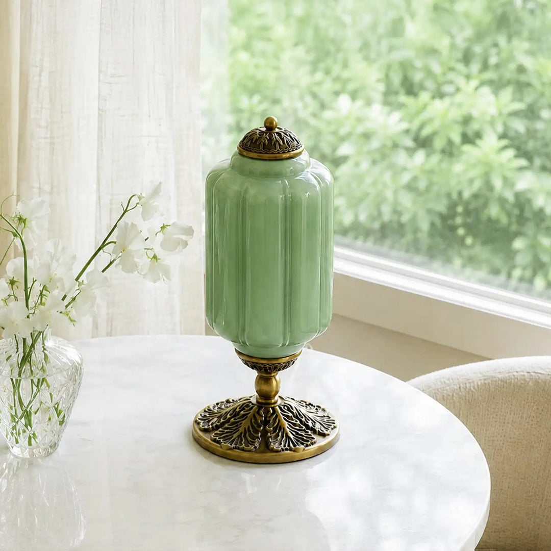 Table Lamp Glass Textured Cream Retro Design