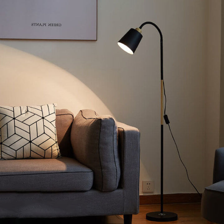 Minimalist floor lamp with iron base