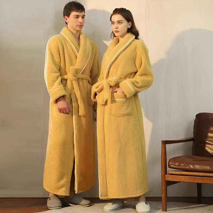 Shawl collar bathrobe – fleece dressing gown for women and men