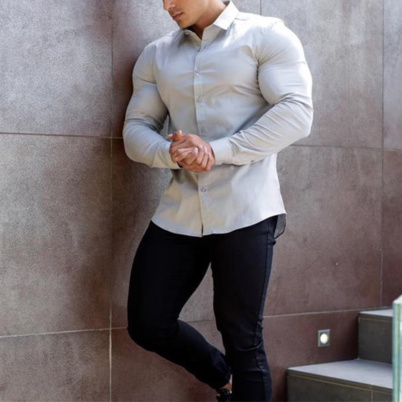 Men's slim-fit long-sleeved shirt
