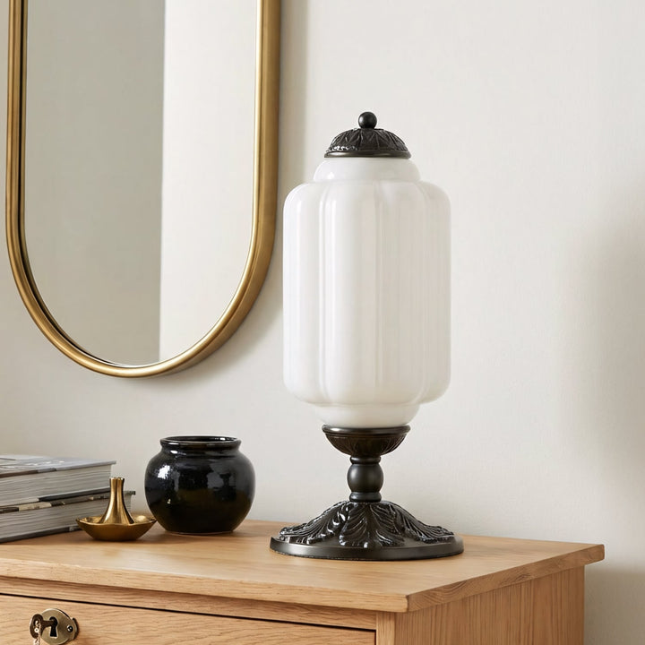 Table Lamp Glass Textured Cream Retro Design