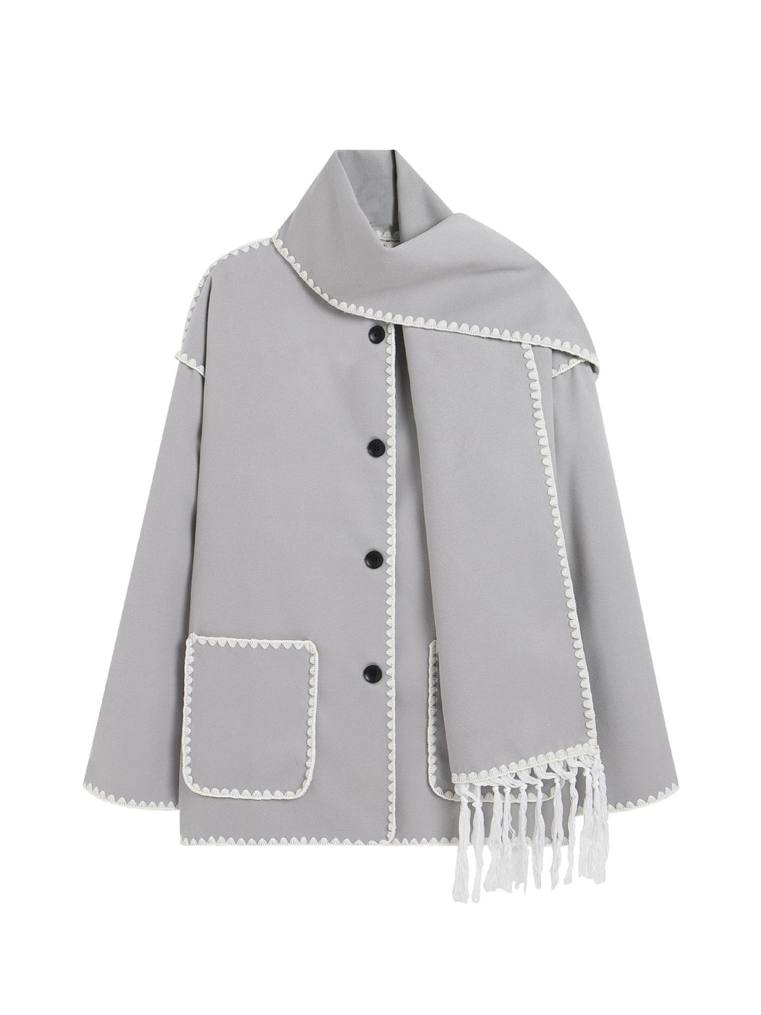 Women's Wrap Coat with Integrated Scarf