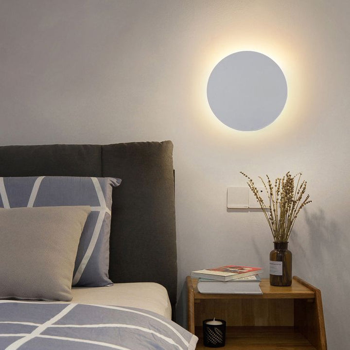 Round modern LED wall light for bedroom and living room