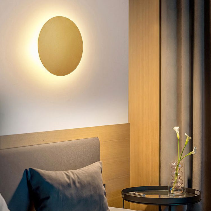 Round modern LED wall light for bedroom and living room