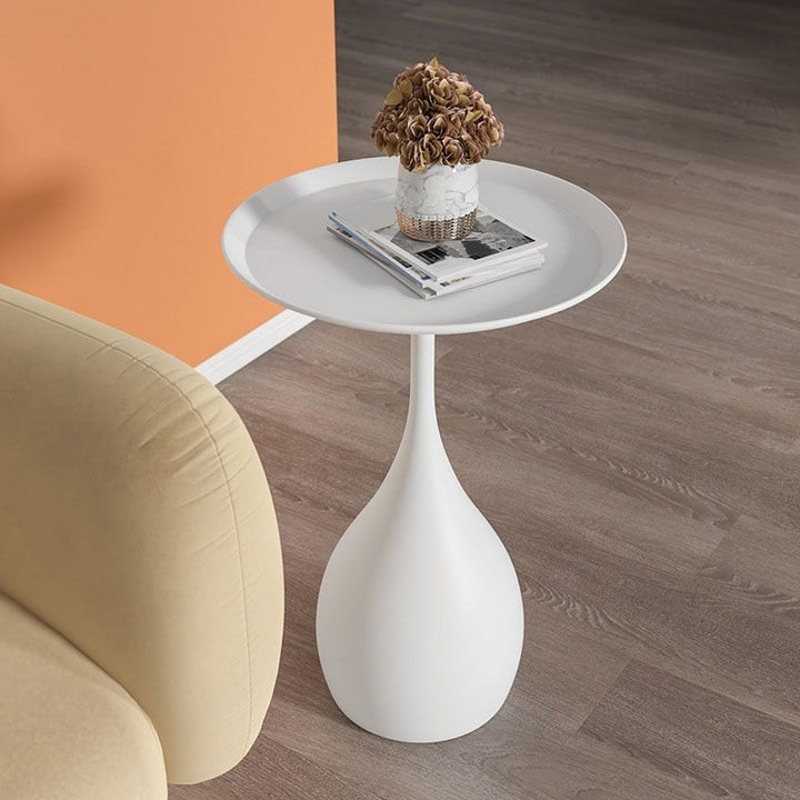 Modern round metal side table with base