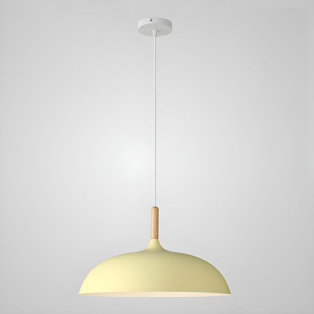 Scandinavian pendant lamp in pastel colors with wooden details