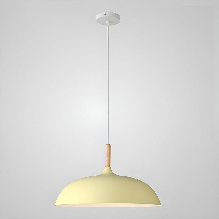 Scandinavian pendant lamp in pastel colors with wooden details