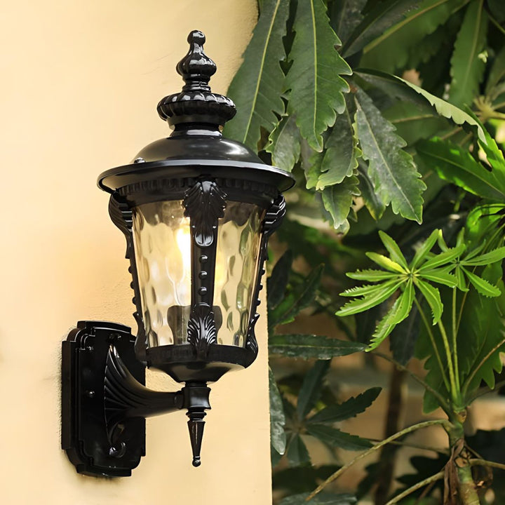 Vintage outdoor wall light with glass body – lantern style for garden and terrace