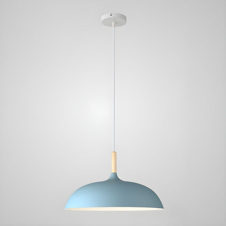 Scandinavian pendant lamp in pastel colors with wooden details