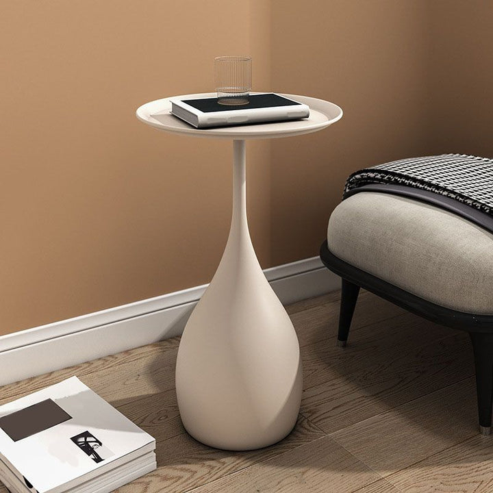 Modern round metal side table with base