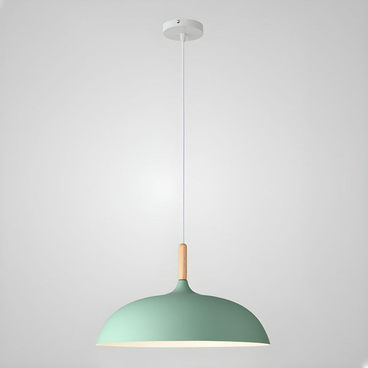 Scandinavian pendant lamp in pastel colors with wooden details