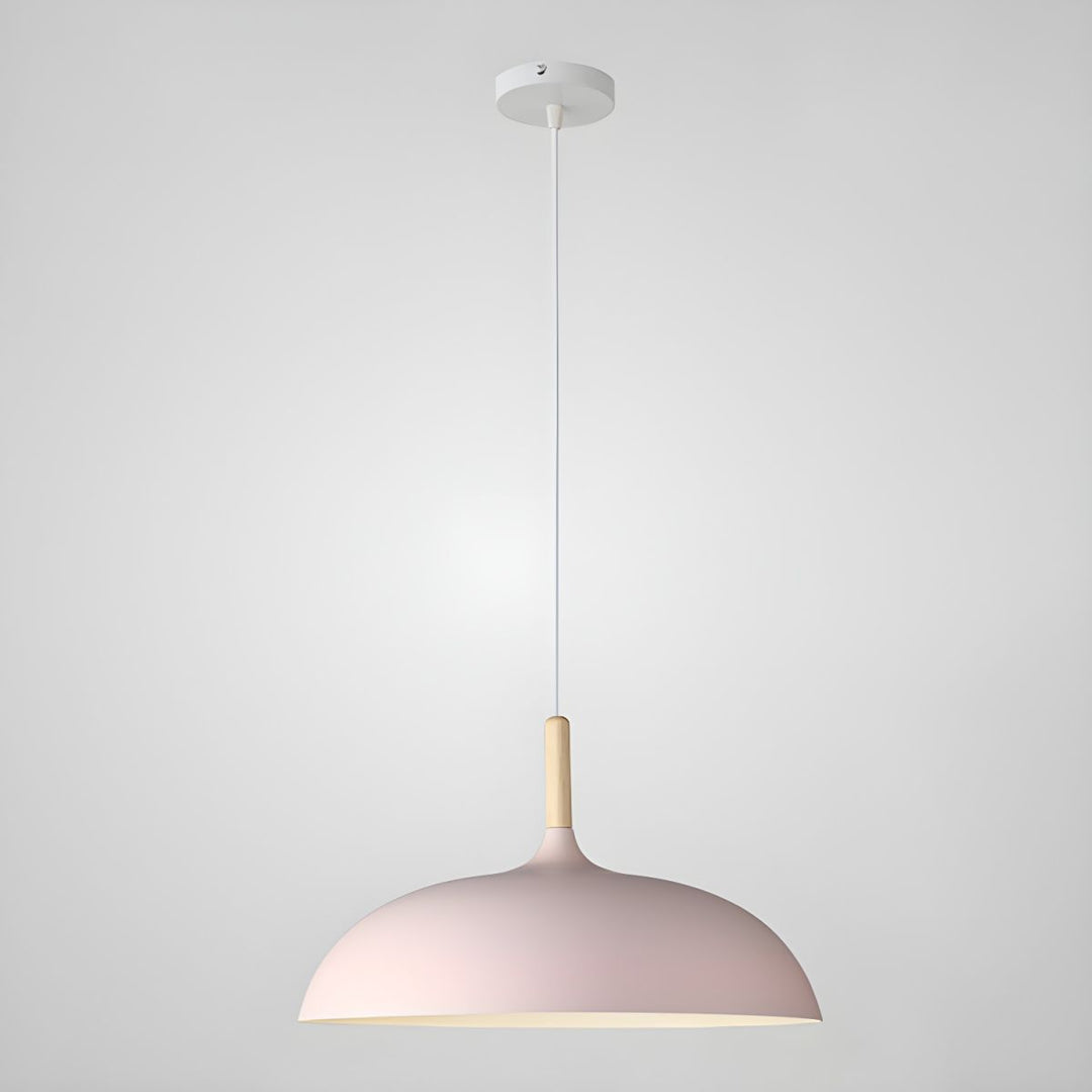 Scandinavian pendant lamp in pastel colors with wooden details