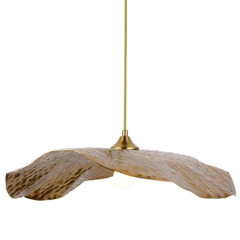 Pendant lamp in lotus leaf shape made of gold and bronze 