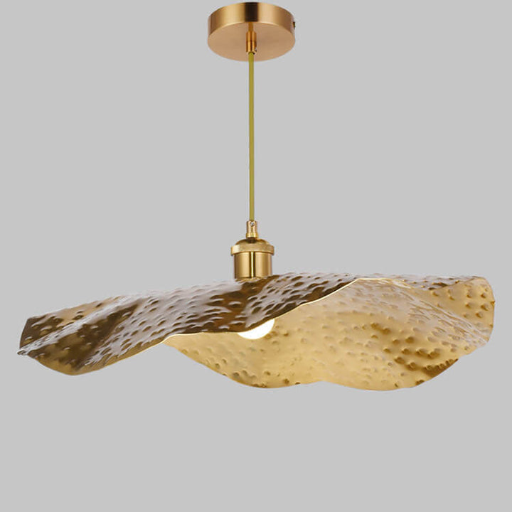 Pendant lamp in lotus leaf shape made of gold and bronze 